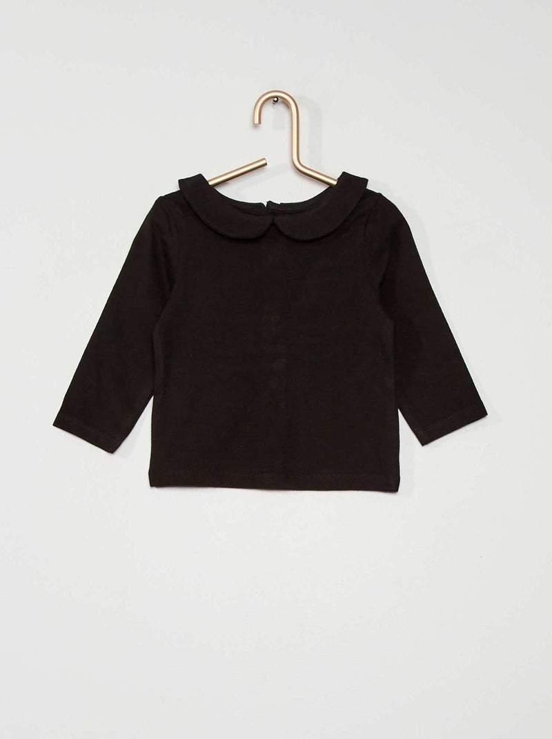 Camiseta con cuello bebé Negro - Kiabi