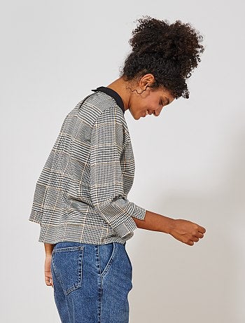 Camiseta con cuello bebé 'Príncipe de Gales' - Kiabi