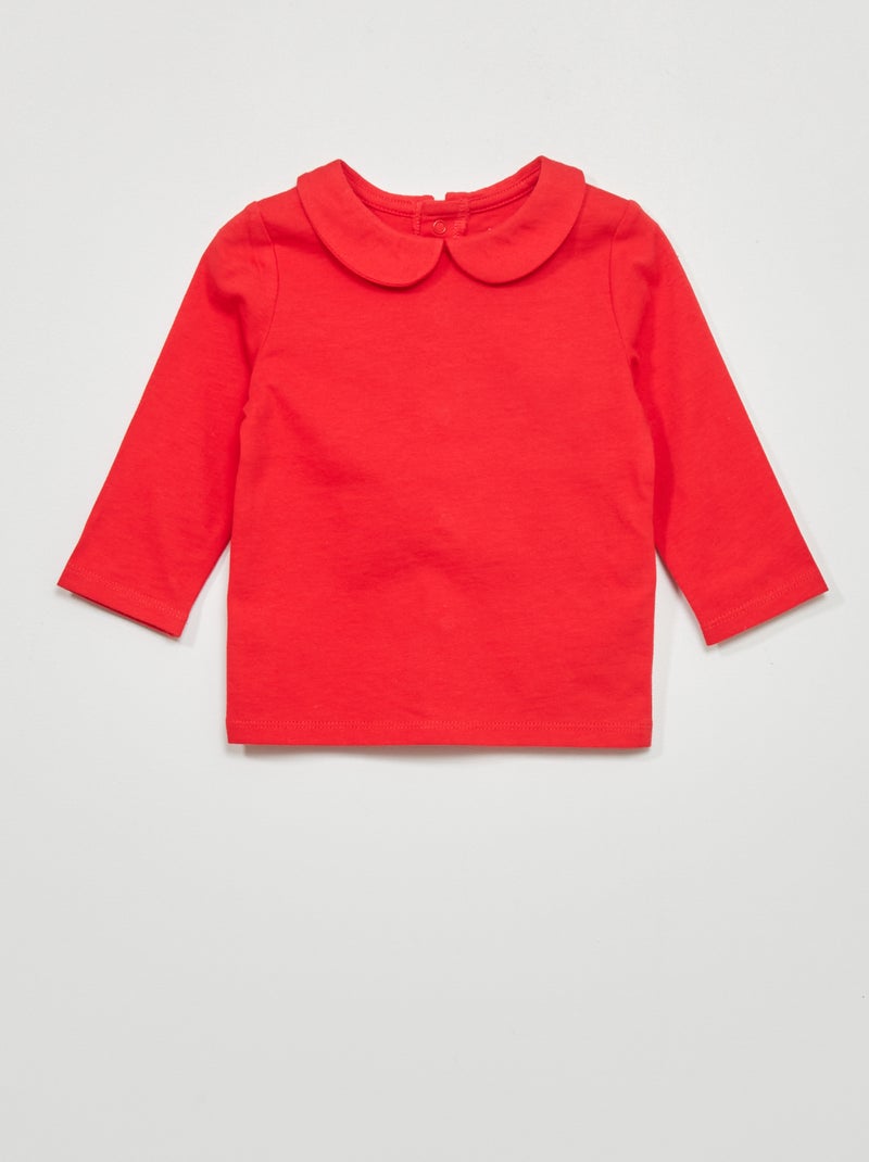 Camiseta con cuello bebé rojo intenso - Kiabi