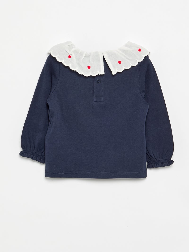 Camiseta con cuello Claudine Azul - Kiabi