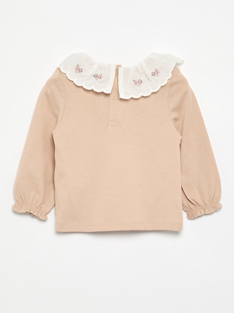 Camiseta con cuello Claudine Beige - Kiabi