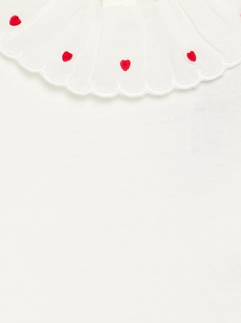 Camiseta con cuello Claudine Blanco - Kiabi