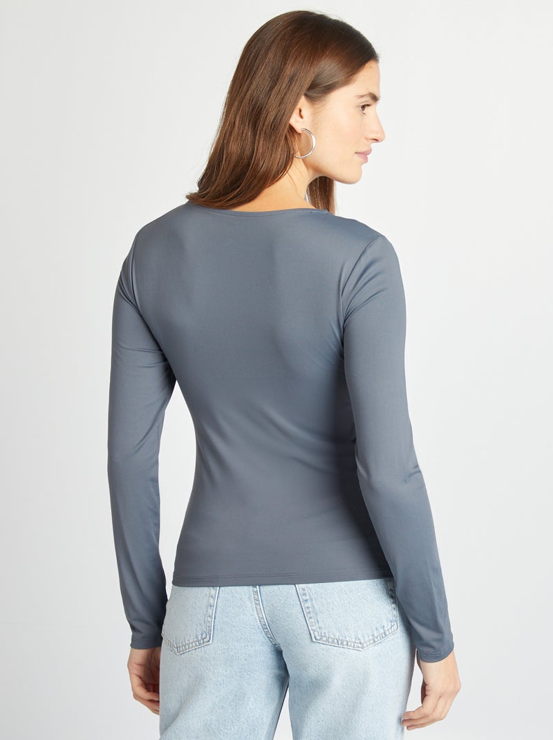 Camiseta con cuello cuadrado GRIS - Kiabi