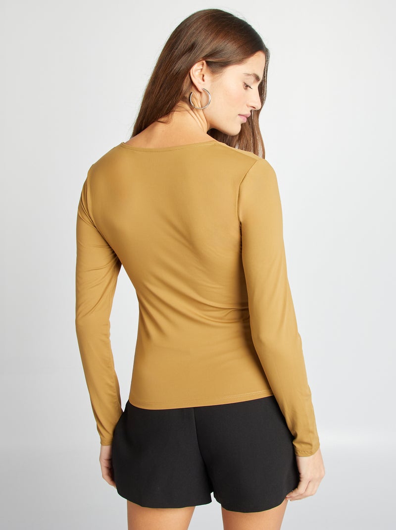 Camiseta con cuello cuadrado VERDE - Kiabi