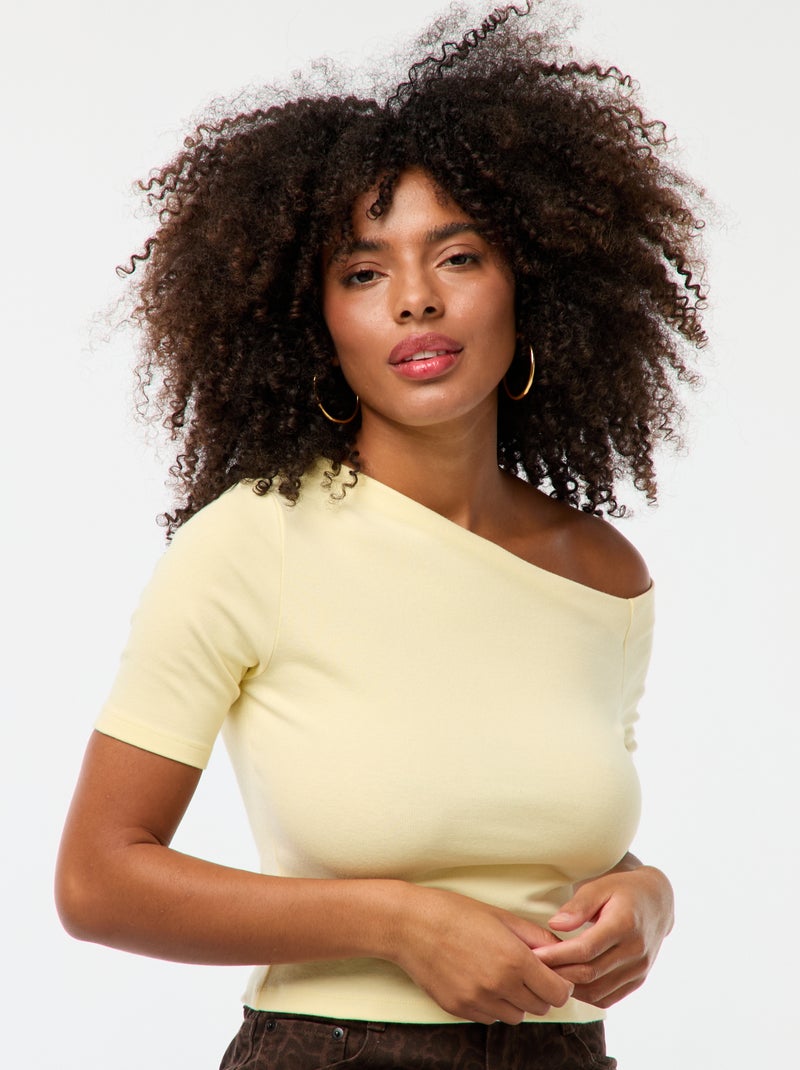 Camiseta con cuello de barco Amarillo - Kiabi