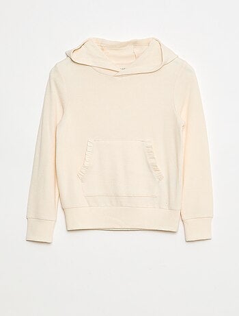 Camiseta con cuello de capucha y bolsillo con volante liso
