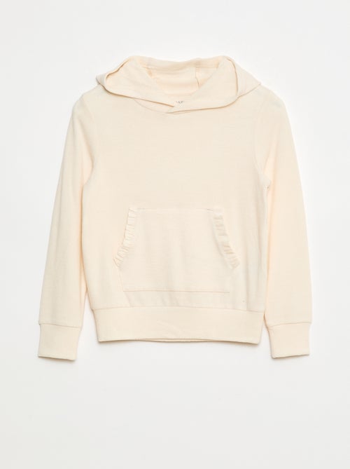 Camiseta con cuello de capucha y bolsillo con volante liso - Kiabi