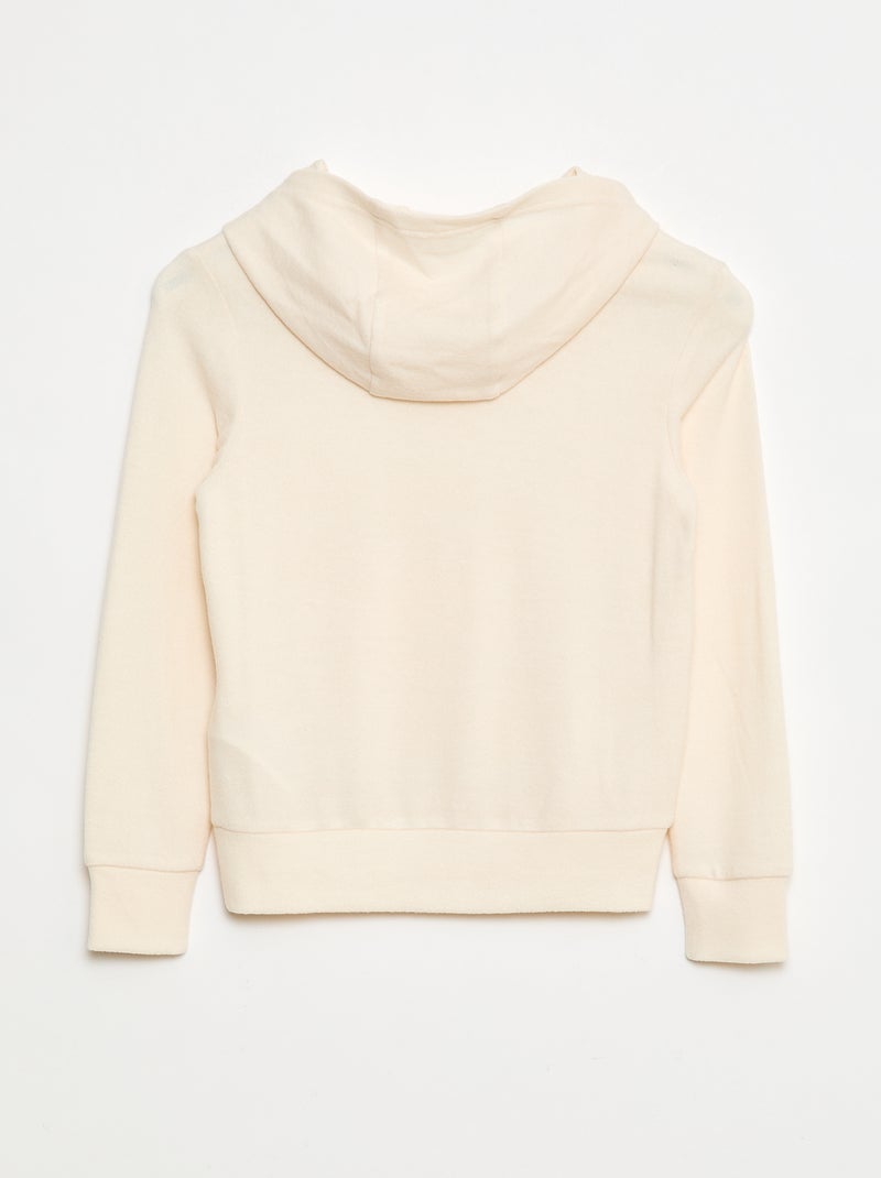 Camiseta con cuello de capucha y bolsillo con volante liso Blanco - Kiabi