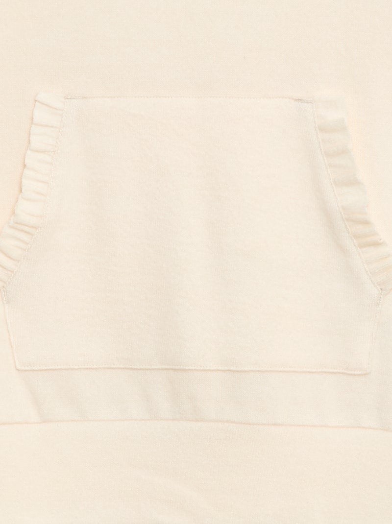 Camiseta con cuello de capucha y bolsillo con volante liso Blanco - Kiabi