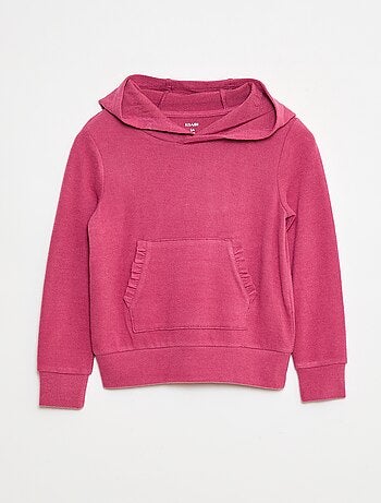 Camiseta con cuello de capucha y bolsillo con volante liso