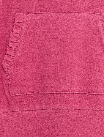 Camiseta con cuello de capucha y bolsillo con volante liso