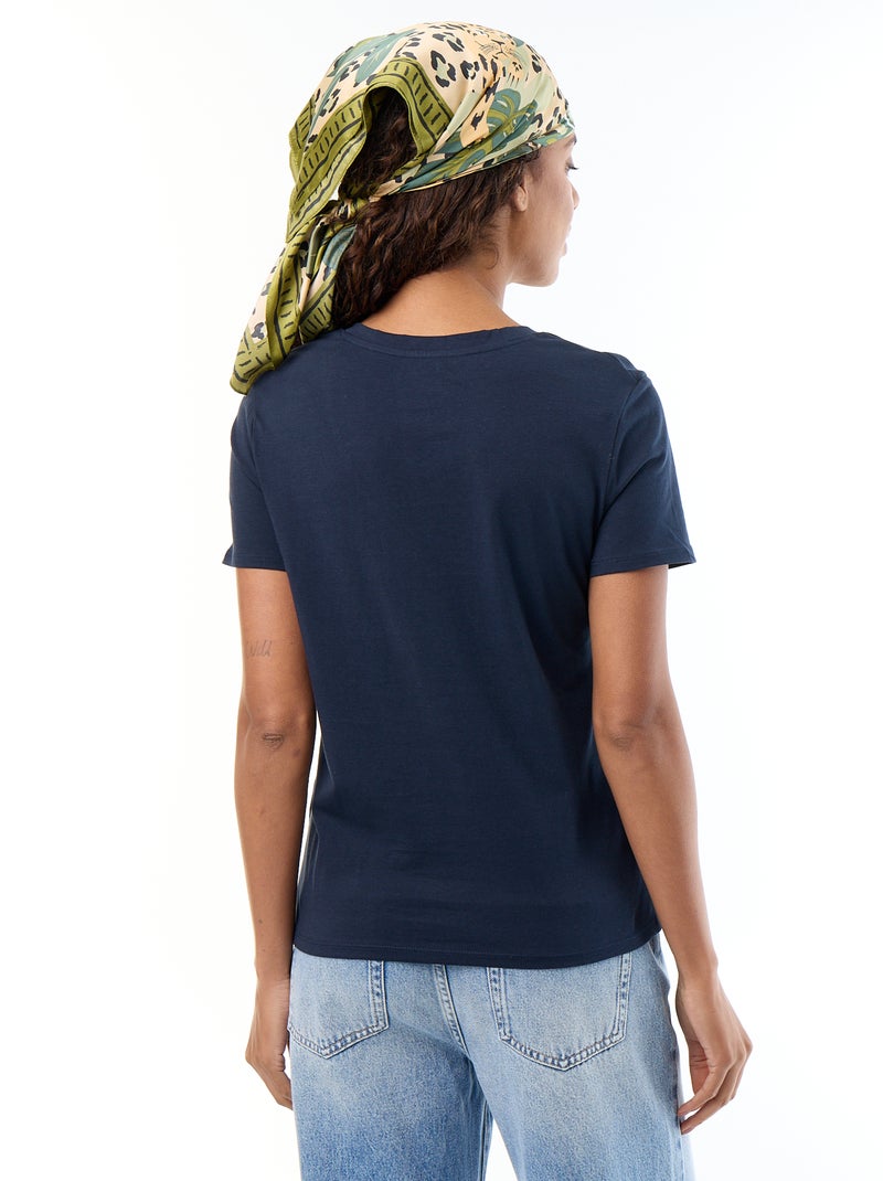Camiseta con cuello de pico Azul - Kiabi