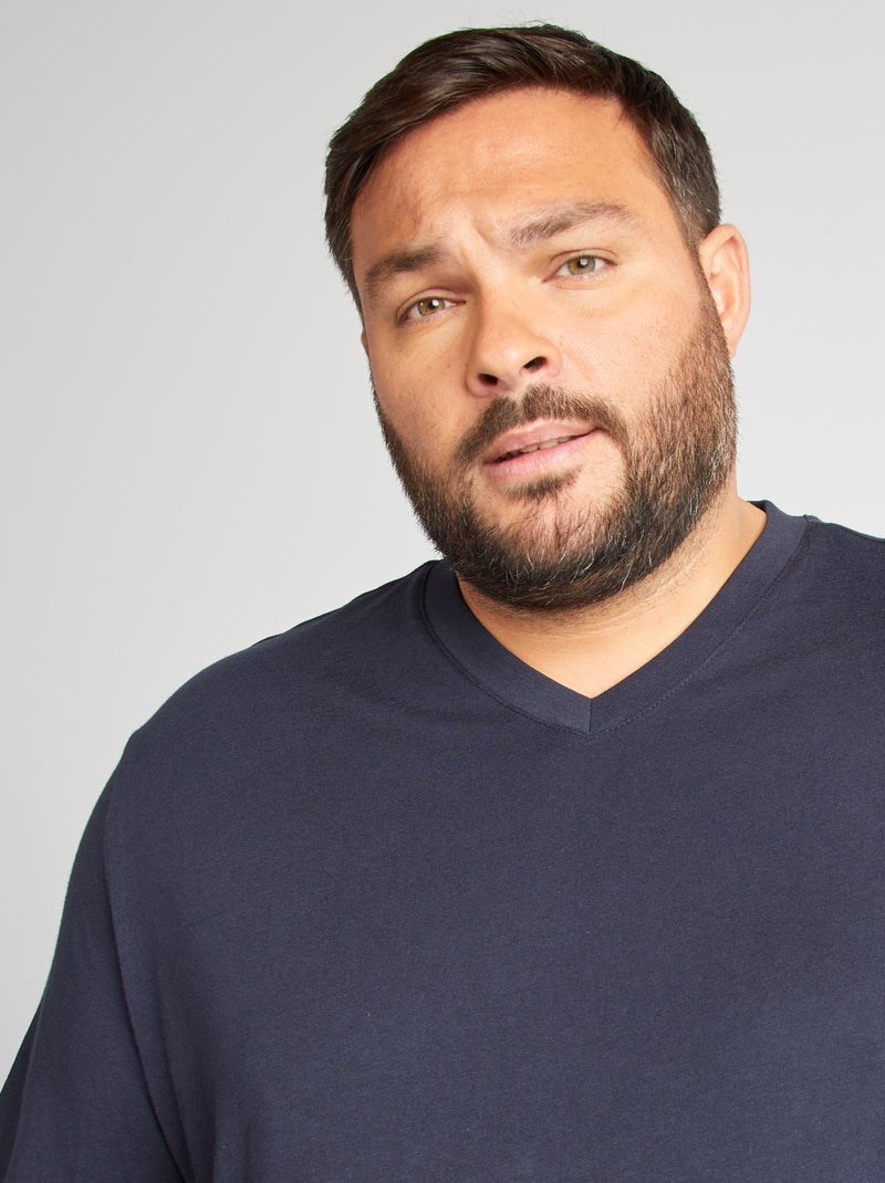 Camiseta con cuello de pico AZUL - Kiabi