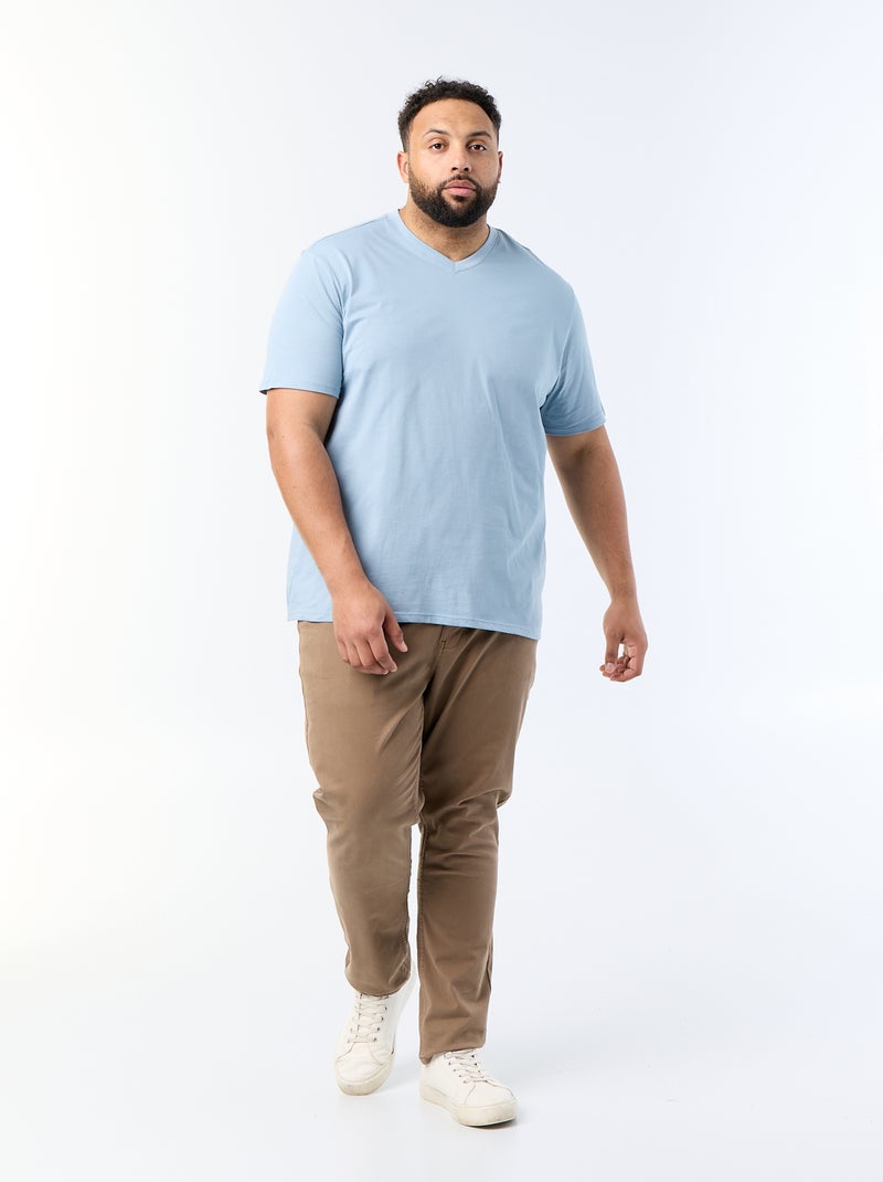 Camiseta con cuello de pico Azul - Kiabi