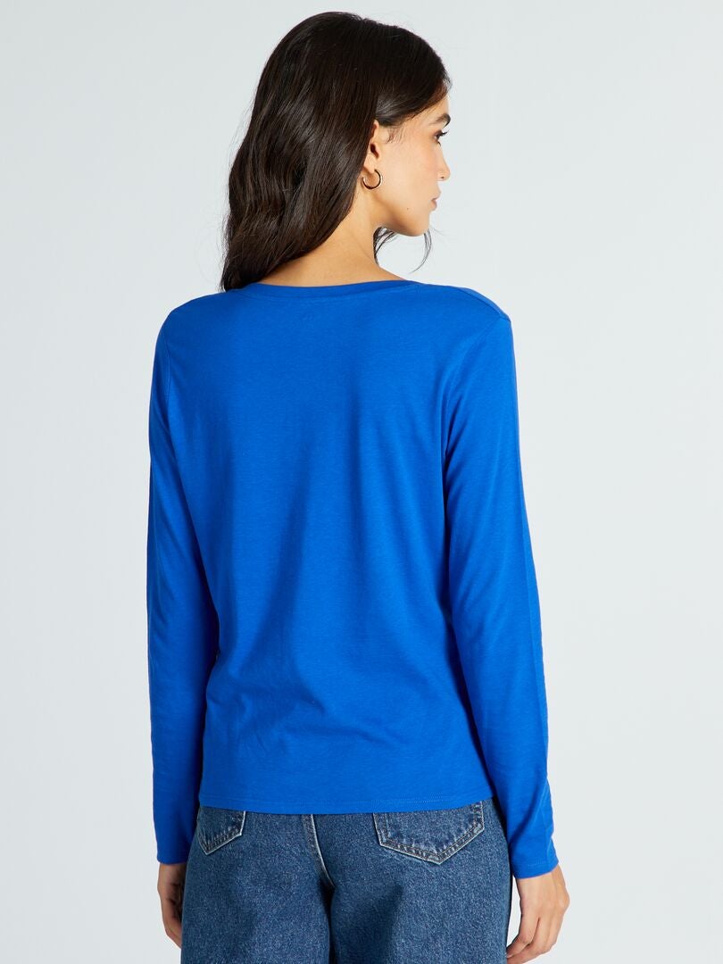 Camiseta con cuello de pico azul - Kiabi