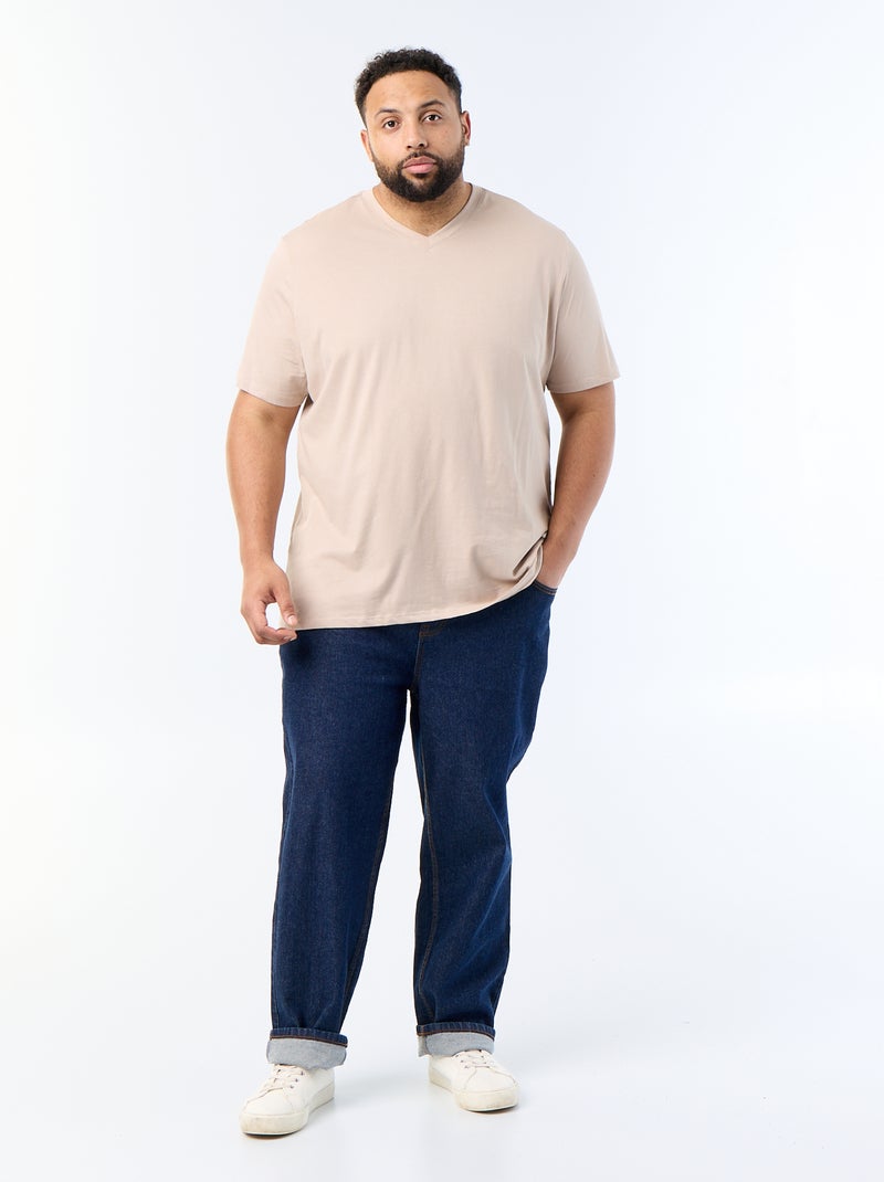 Camiseta con cuello de pico Beige - Kiabi