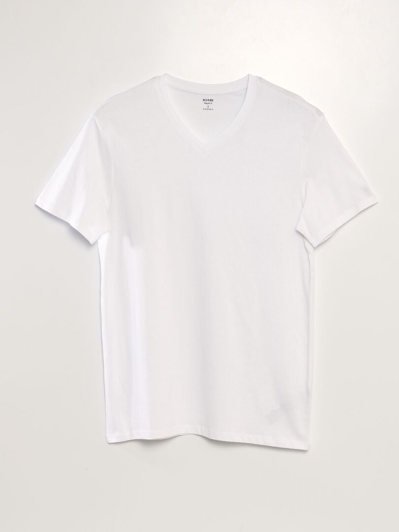 Camiseta con cuello de pico blanco - Kiabi