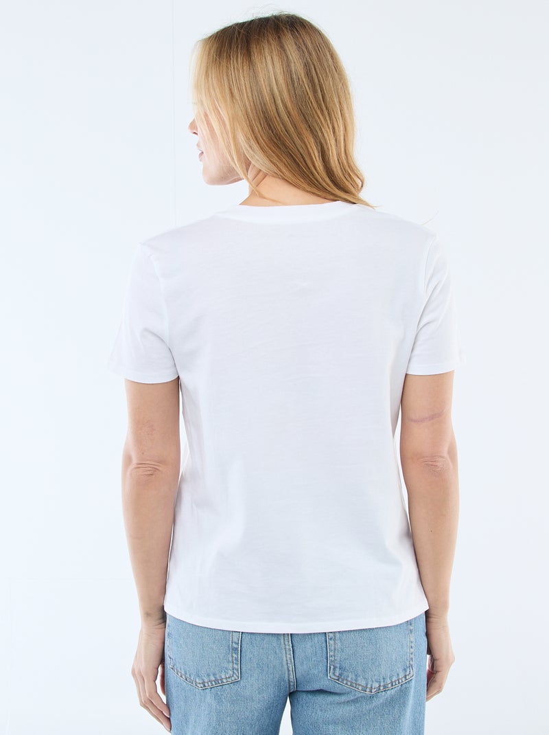Camiseta con cuello de pico Blanco - Kiabi