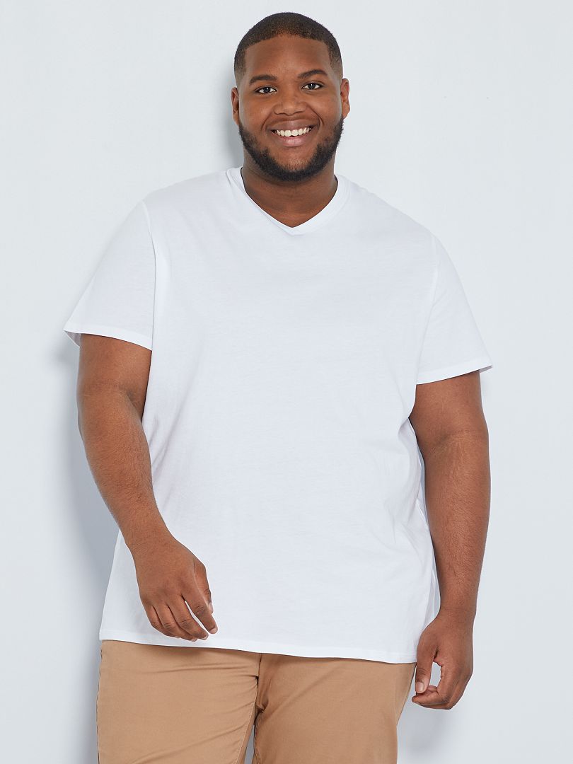Camiseta con cuello de pico Blanco - Kiabi