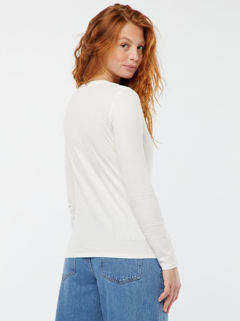 Camiseta con cuello de pico Blanco - Kiabi