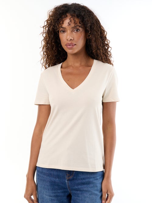 Camiseta con cuello de pico - Kiabi