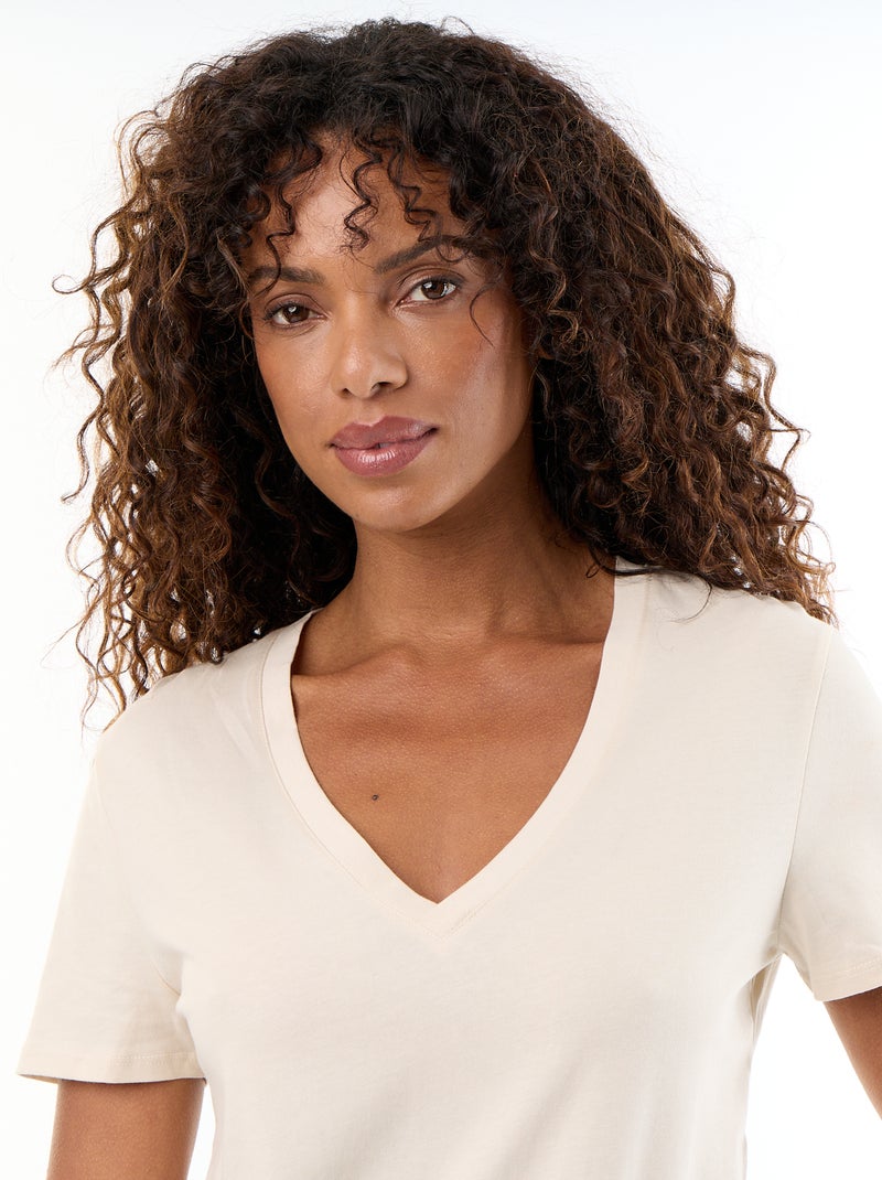 Camiseta con cuello de pico Gris - Kiabi
