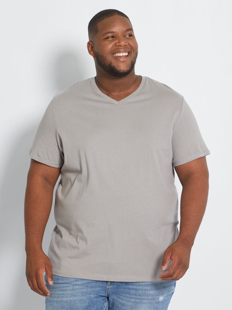 Camiseta con cuello de pico gris ratón - Kiabi