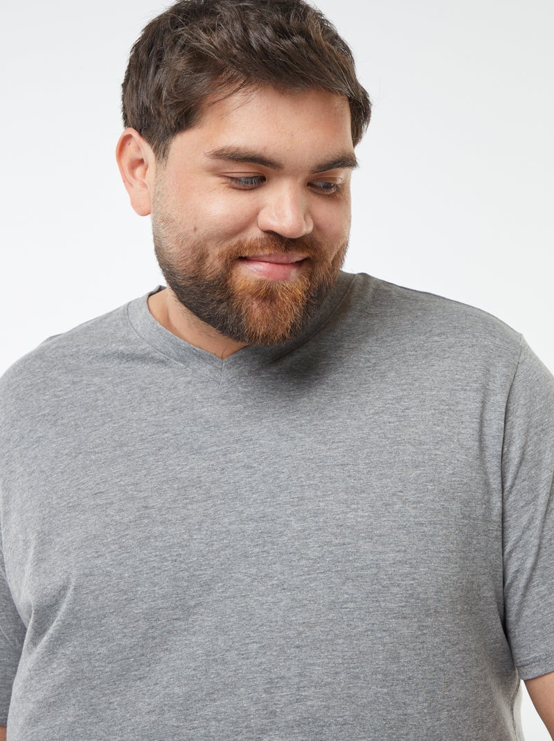 Camiseta con cuello de pico Gris - Kiabi