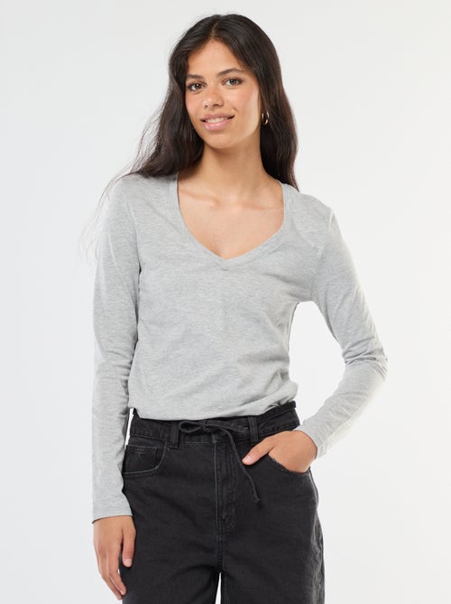 Camiseta con cuello de pico - Kiabi