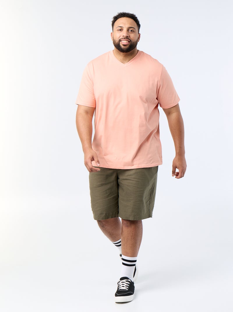 Camiseta con cuello de pico Naranja - Kiabi
