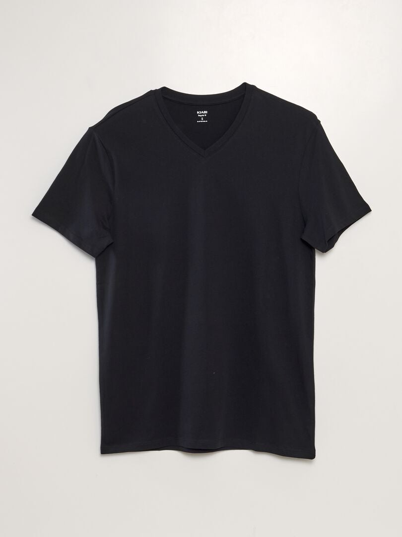 Camiseta con cuello de pico - negro - Kiabi - 4.00€