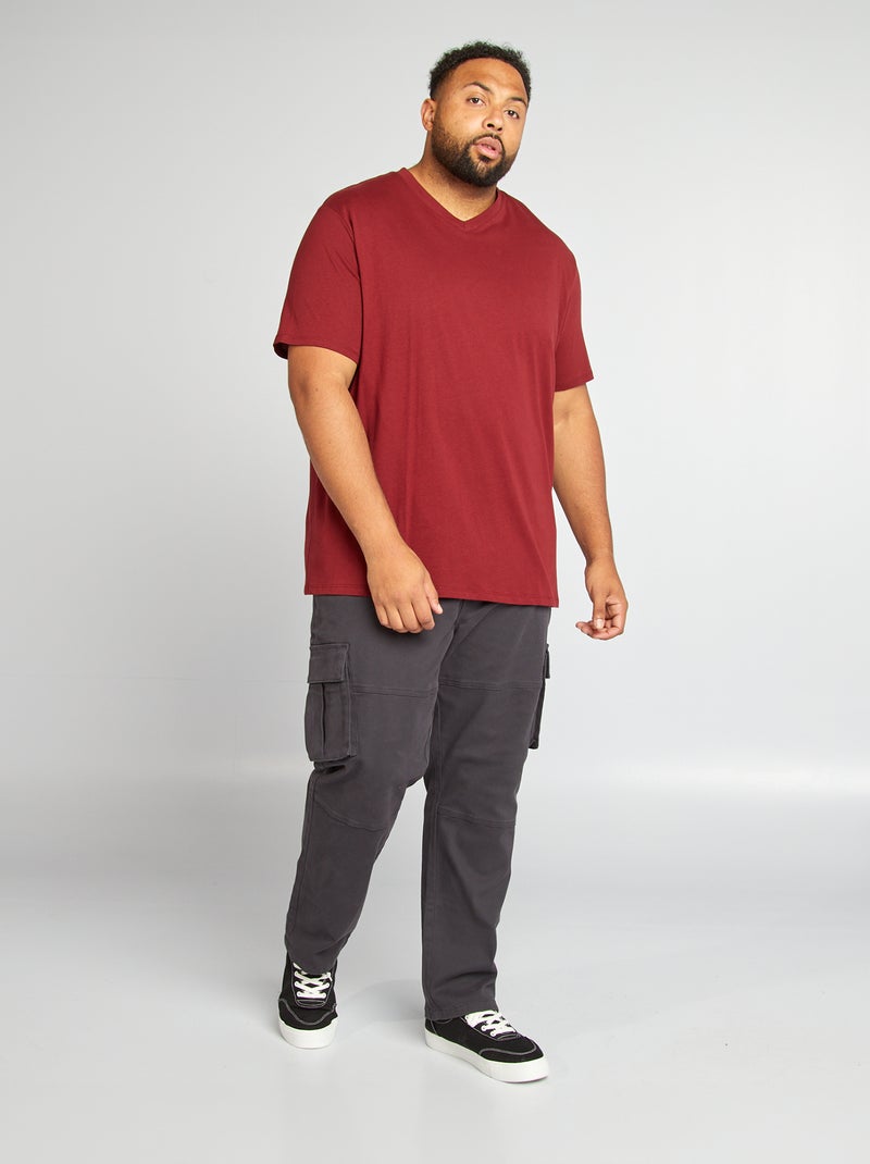 Camiseta con cuello de pico ROJO - Kiabi