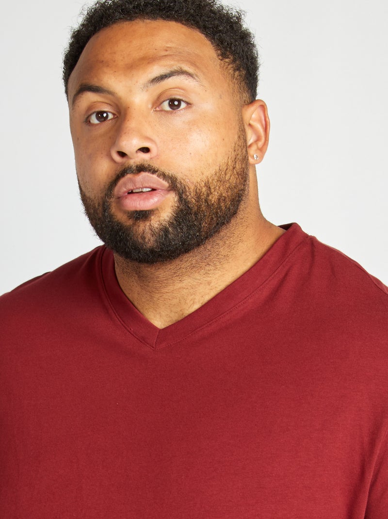 Camiseta con cuello de pico ROJO - Kiabi