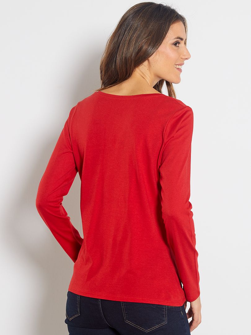 Camiseta básica de manga larga - rojo - Kiabi - 4.00€