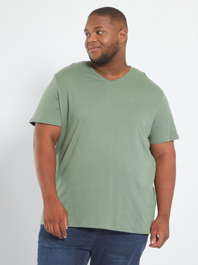 Camiseta con cuello de pico VERDE - Kiabi