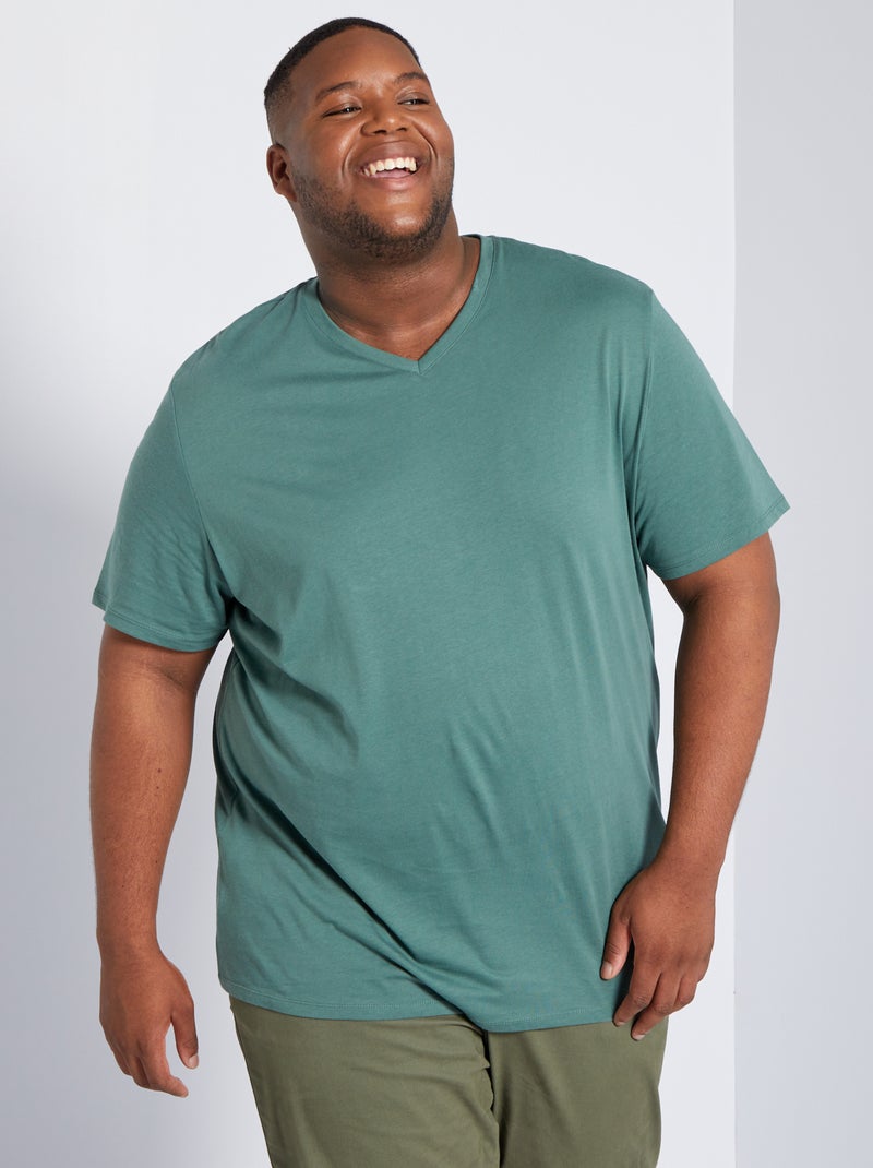 Camiseta con cuello de pico VERDE - Kiabi