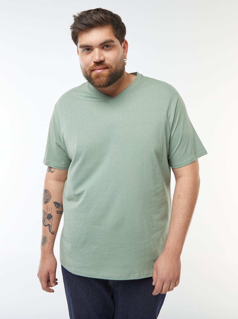 Camiseta con cuello de pico Verde - Kiabi
