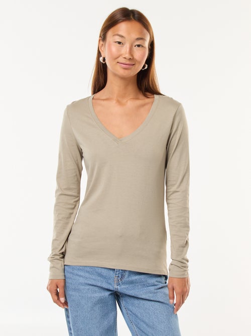 Camiseta con cuello de pico - Kiabi