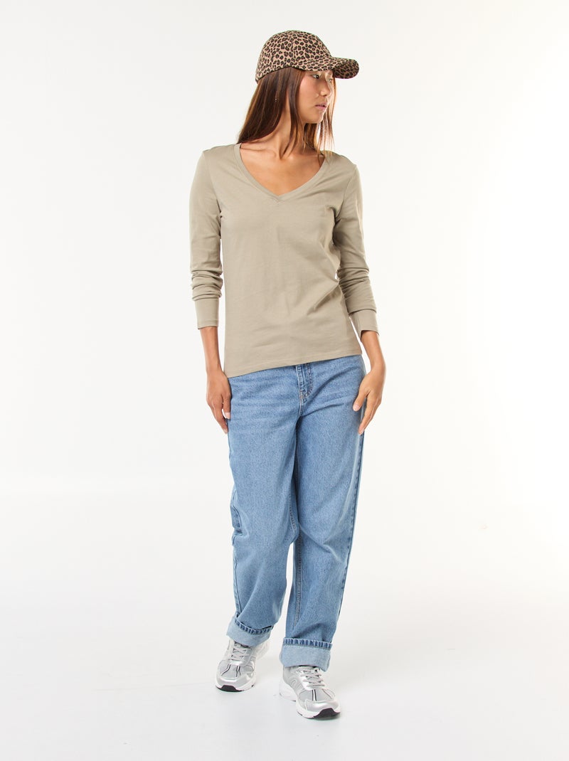 Camiseta con cuello de pico Verde - Kiabi