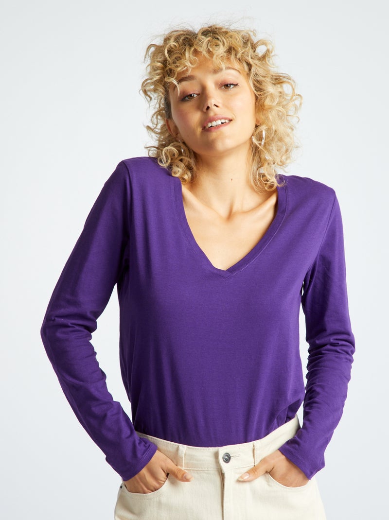 Camiseta con cuello de pico Viola - Kiabi