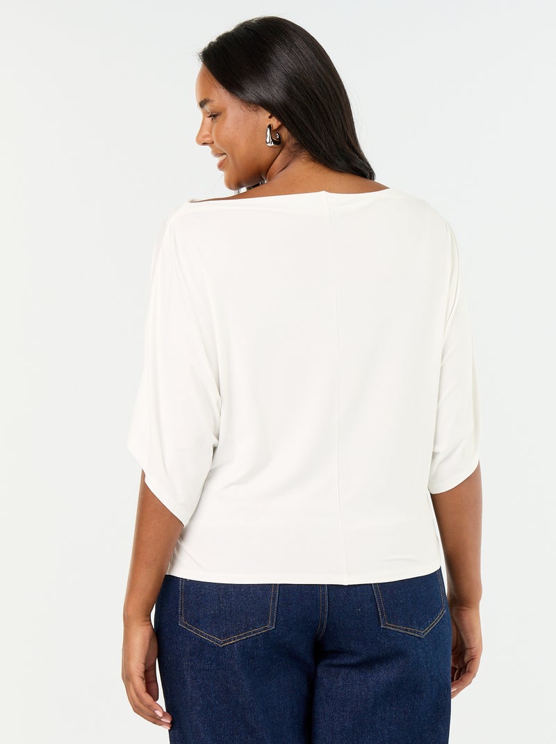 Camiseta con cuello drapeado y mangas cortas Blanco - Kiabi