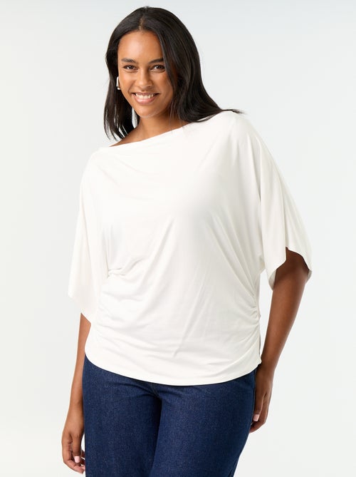 Camiseta con cuello drapeado y mangas cortas - Kiabi