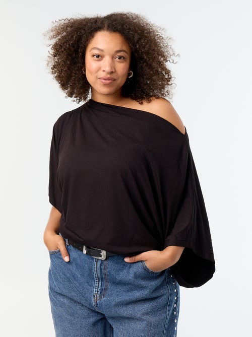 Camiseta con cuello drapeado y mangas cortas - Kiabi