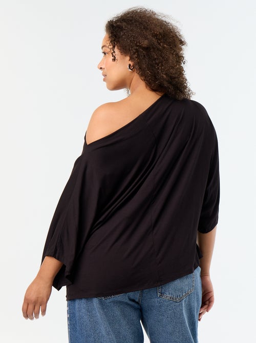 Camiseta con cuello drapeado y mangas cortas - Kiabi