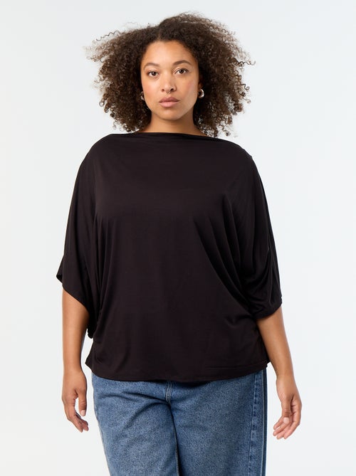 Camiseta con cuello drapeado y mangas cortas - Kiabi