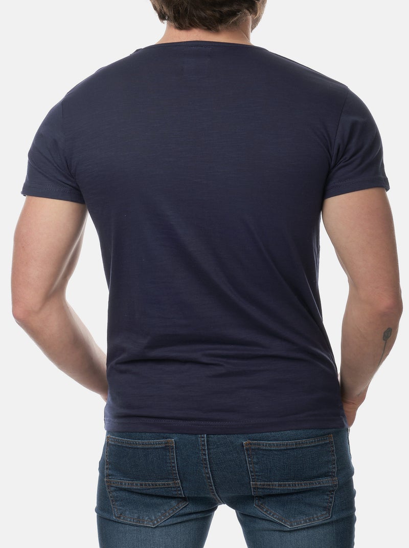Camiseta con cuello en V Azul marino - Kiabi