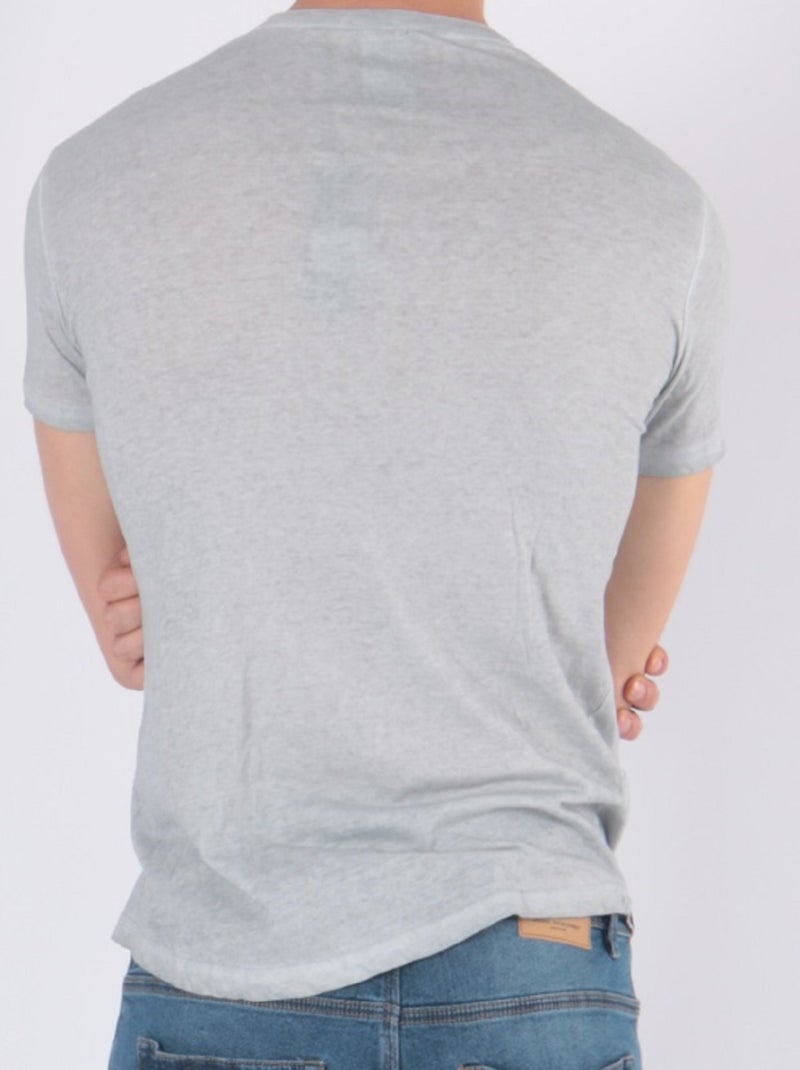 Camiseta con cuello en V Gris - Kiabi