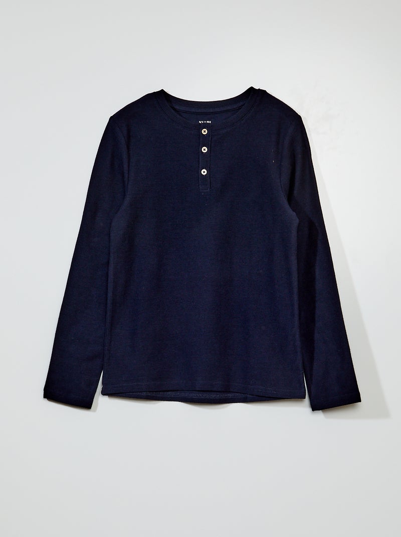 Camiseta con cuello mao azul - Kiabi