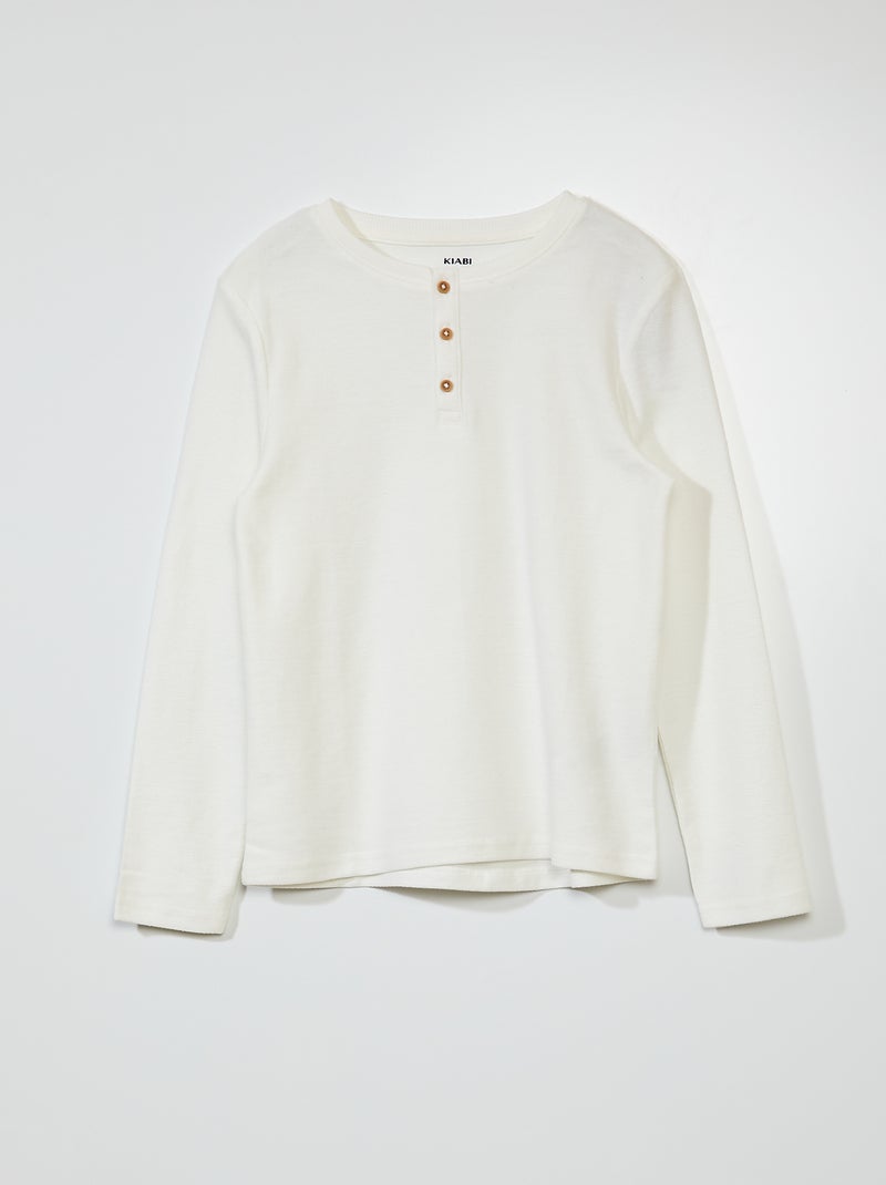 Camiseta con cuello mao Blanco - Kiabi