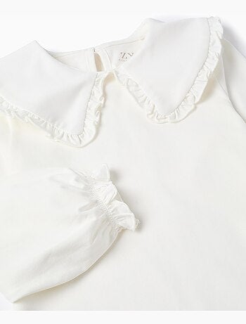 Camiseta con cuello maxi y contorno de volante